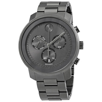 Bold Chronograph Gunmetal Dial Watch