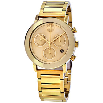Bold Chronograph Quartz Gold Dial Watch