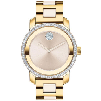 Bold Quartz Crystal Champagne Dial Watch