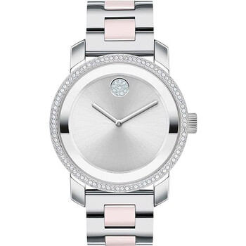 Bold Quartz Crystal Silver Dial Watch