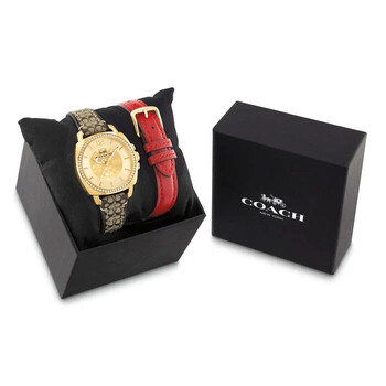 Boyfriend Quartz Crystal Gold Dial Watch Gift Set