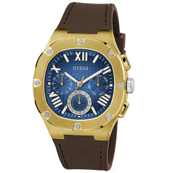 Brown Gold Tone MultiFunction Blue Dial Watch GW0571G5