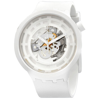 CWhite Quartz Skeleton Dial Watch SB03W100