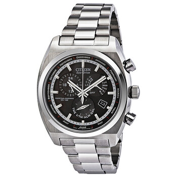 Calibre 8700 EcoDrive GMT Black Dial Stainless Steel Watch BL812052E