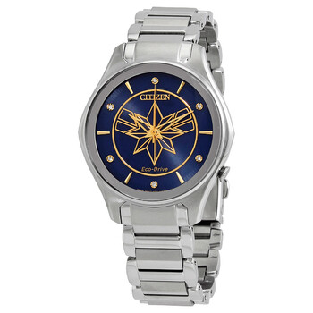 Captain Marvel EcoDrive Crystal Blue Dial Watch EM059658W