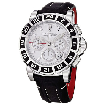 Carl F Bucherer Patravi Travel Graph Silver Dial Leather Watch