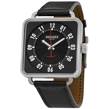 Carre H Automatic Black Guilloche Dial Watch 045777WW00