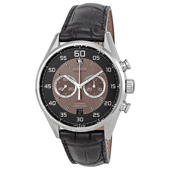 Carrera Black and Grey Dial Chronograph Leather Watch CAR2B10.FC6235