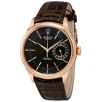 Cellini Black Dial 18K Rose Gold Automatic Watch 50515BKSBRL