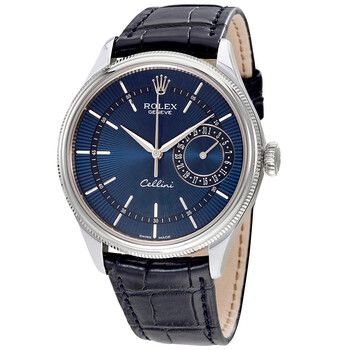 Cellini Blue Guilloche Dial Automatic Leather Watch 50519BLSBLL