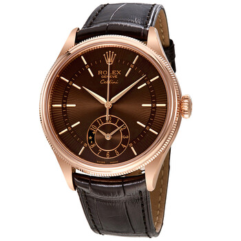 Cellini Brown Guilloche Dial Automatic 18K Everose Gold Leather Watch 50525BRSBRL