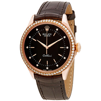 Cellini Time Black Diamond Dial Automatic Leather Watch 50705BKDL