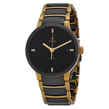 Centrix Black Dial Goldplated and Black Ceramic Watch R30035712