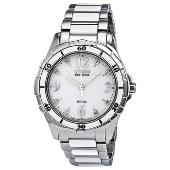 Ceramic EcoDrive Diamond White Dial Watch EM003059A