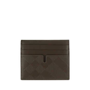 Check Pattern Leather Card Case
