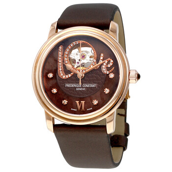 Chocolate Guilloche Mother of Pearl Leather Watch FC310CLHB2P4