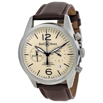 Chronograph Beige Dial Brown Leather Watch RBRV126BEISTSCA