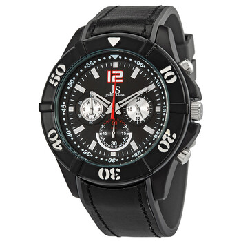 Chronograph Black Dial Black Leather Watch JS51GY