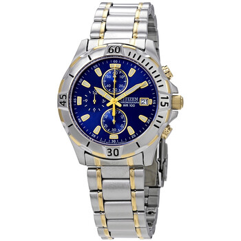 Chronograph Blue Dial Twotone Watch AN339459L