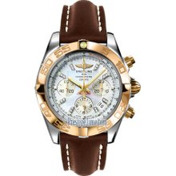 Chronomat 44 Mother of Pearl Diamond Dial Brown Leather Automatic Watch CB011012A698BRLT