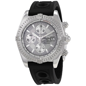Chronomat Rhodium Dial Automatic Chronograph Black Rubber Watch A1335611E519
