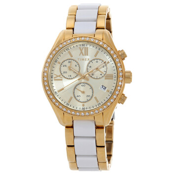 Classic Chronograph Quartz Crystal Gold Dial Watch TW2V74900