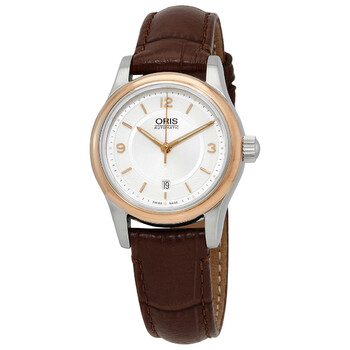 Classic Date Automatic Silver Dial Brown Leather Watch 01 561 7650 433107 5 14