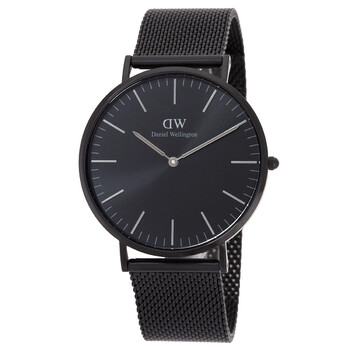 Classic Mesh Onyx Quartz Black Dial Watch DW00100632