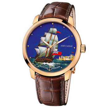 Classico HMS Caesar Enamel Champleve Dial Alligator Leather Automatic Watch 81561112CAESAR