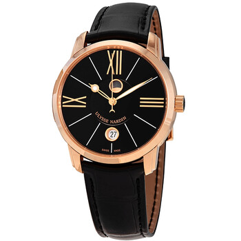 Classico Luna Black Dial Alligator Leather Automatic Watch