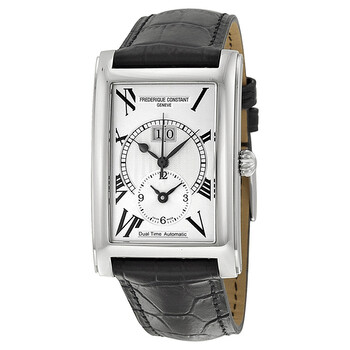 Classics Carree Silver Dial Black Leather Strap Watch 325MS4C26