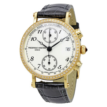 Classics Chronograph White Dial Diamond Black Leather Watch FC291A2RD5