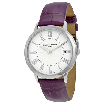 Classima White Dial Purple Leather Watch