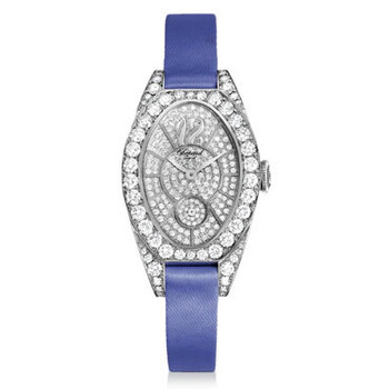 Classique Femme Diamond 18k White Gold Blue Satin Watch