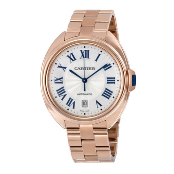 Cle Silvered Flinque Dial 18kt Rose Gold Watch WGCL0002