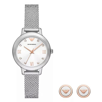 Cleo Quartz Crystal Silver Dial Watch AR80065SET