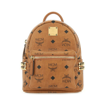 Cognac Repeat Logo Backpack in Cognac