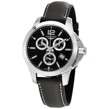 Conquest Black Dial Chronograph Watch L3.379.4.56.3