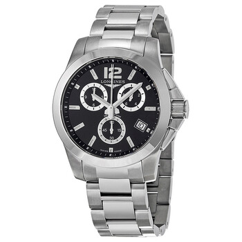 Conquest Chronograph Black Dial Stainless Steel Watch L36604566