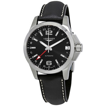 Conquest GMT Automatic Black Dial Watch L36874562