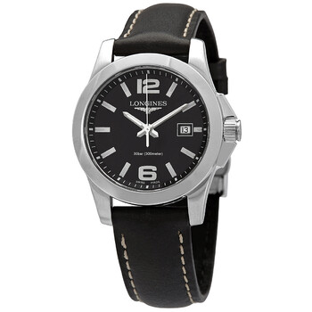 Conquest Quartz Black Dial Watch L3.376.4.58.3