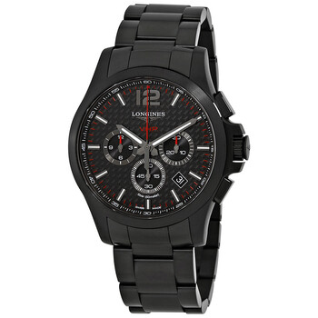 Conquest V.H.P. Black Carbon Dial Chronograph Watch L3.727.2.66.6