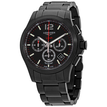 Conquest V.H.P. Perpetual Chronograph Quartz Black Dial Watch L3.717.2.56.6