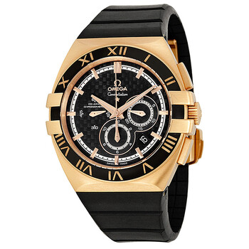Constellation Black Dial 18kt Rose Gold Black Rubber Automatic Watch 121.62.41.50.01.001