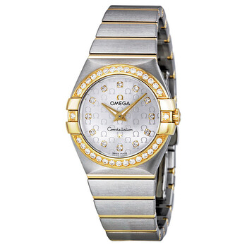 Constellation Silver Diamond Brushed Solid 18kt Gold with Steel Watch 123.25.27.60.52.002
