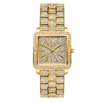 Cristal Quartz Diamond Crystal Gold Dial Watch