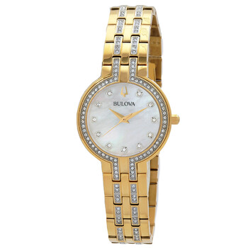 Crystal Quartz Diamond Silver Dial Watch 98X138