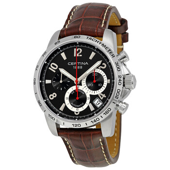 DS Podium Chronograph Automatic Black Dial Brown Leather Watch C001.614.16.057.00