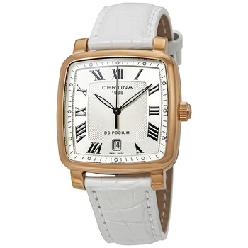 DS Podium Silver Dial White Leather Watch C025.510.36.033.00