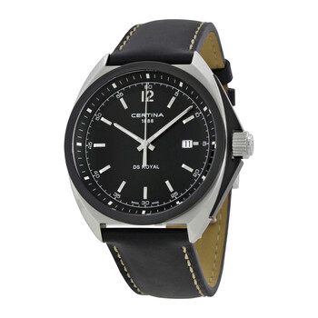 DS Royal  Black Dial Leather Watch C010.410.16.051.01